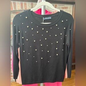 Zara Black Sweater with Pearl Details